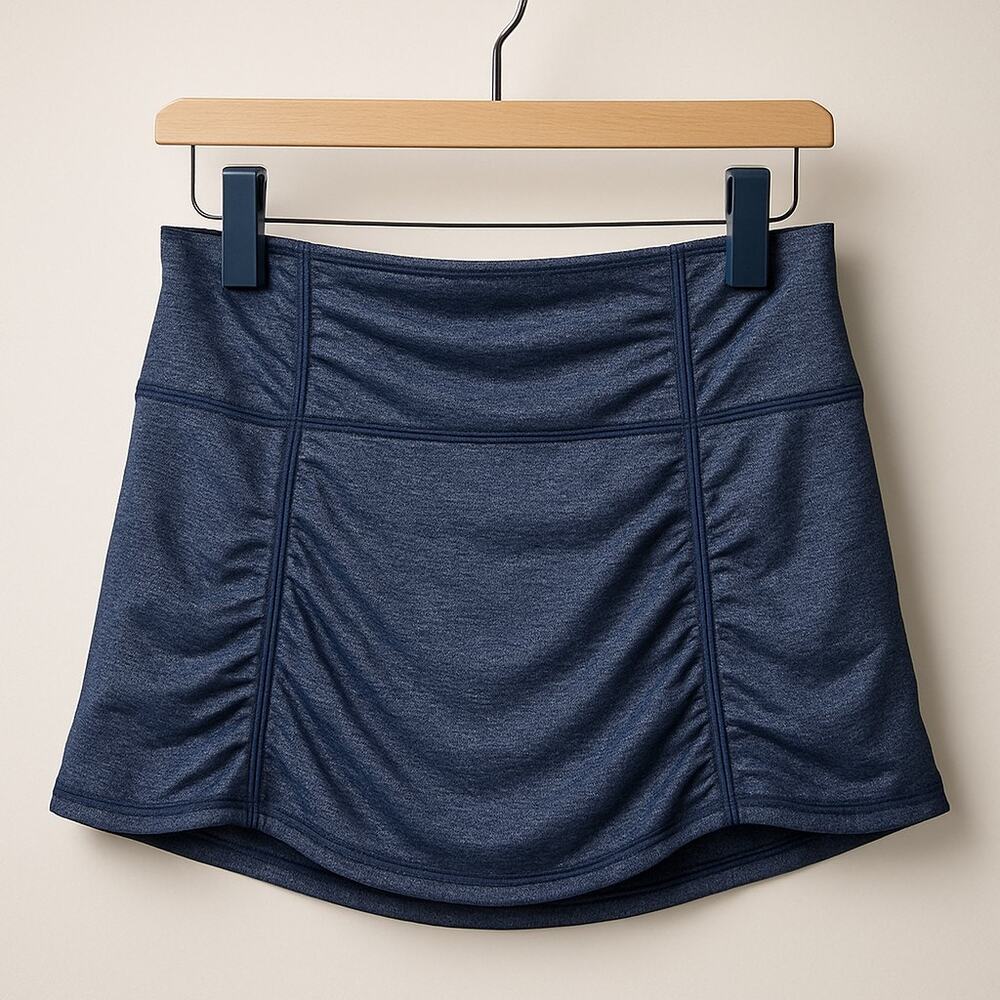 Athleta Hatha Yoga Skort Black Ruched Skirt Built in Shorts Womens XS